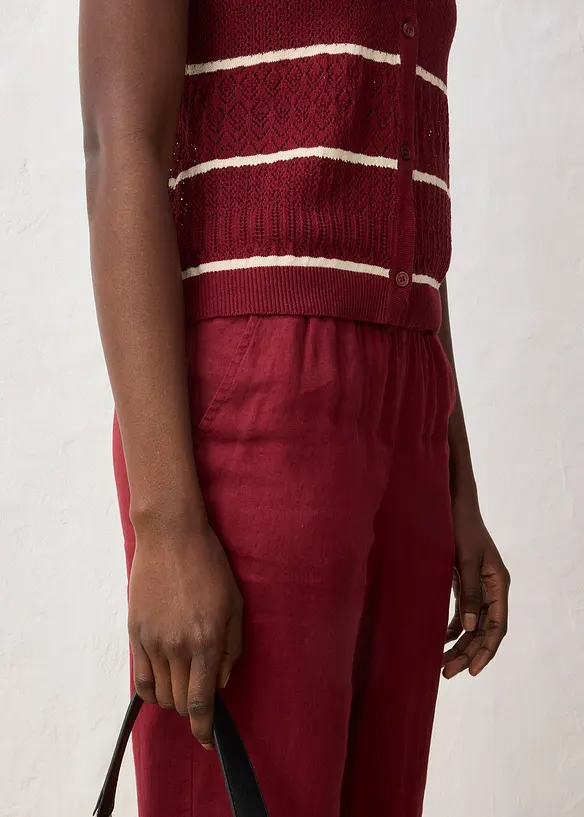 Gilet in maglia traforata con percentuale di lino, bonprix