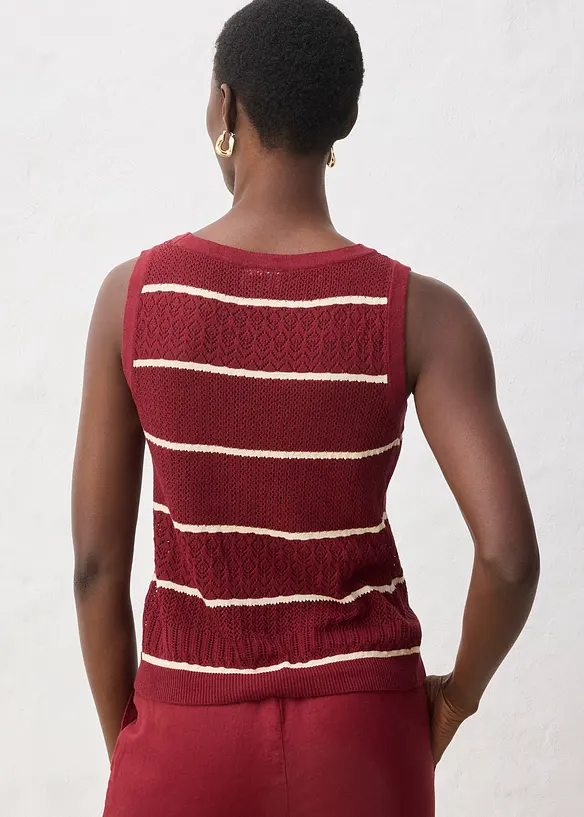 Gilet in maglia traforata con percentuale di lino, bonprix