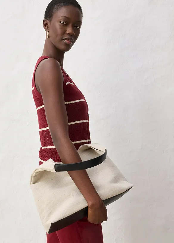 Gilet in maglia traforata con percentuale di lino, bonprix