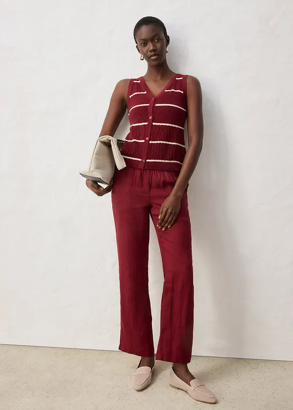 Gilet in maglia traforata con percentuale di lino, bonprix