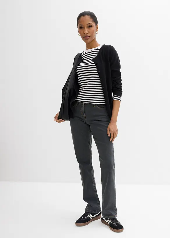 Jeans straight elasticizzati, vita media, bonprix