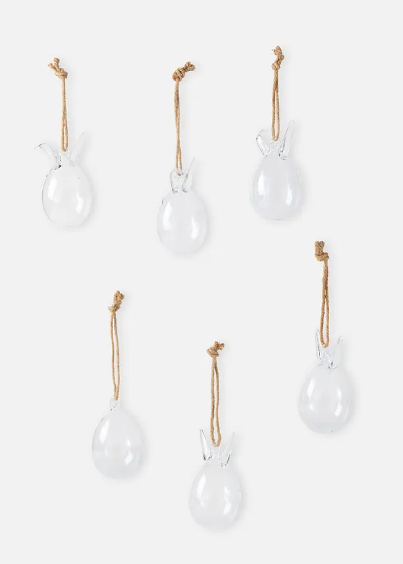 Coniglietti decorativi in vetro da appendere (pacco da 6), bonprix