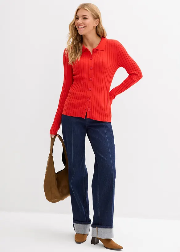 Maglia a coste in misto viscosa fluido, bonprix