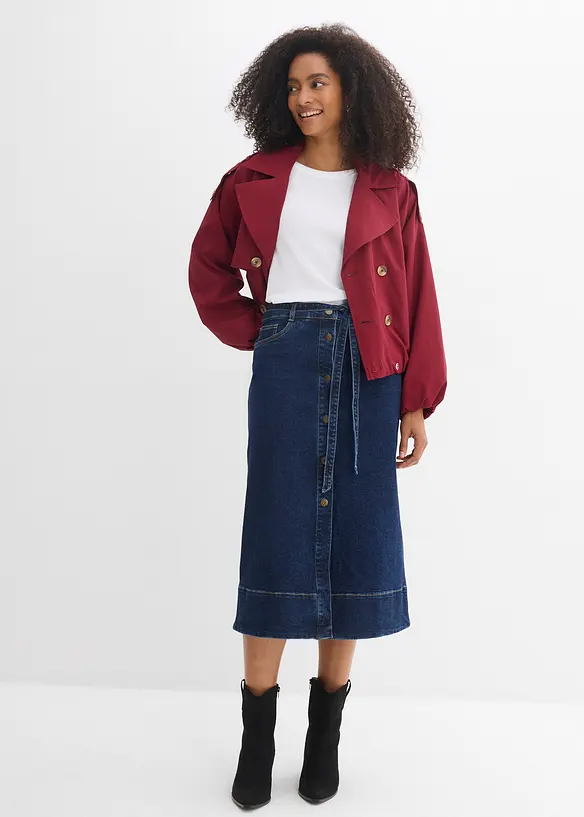 Gonna midi di jeans con bottoni, bonprix