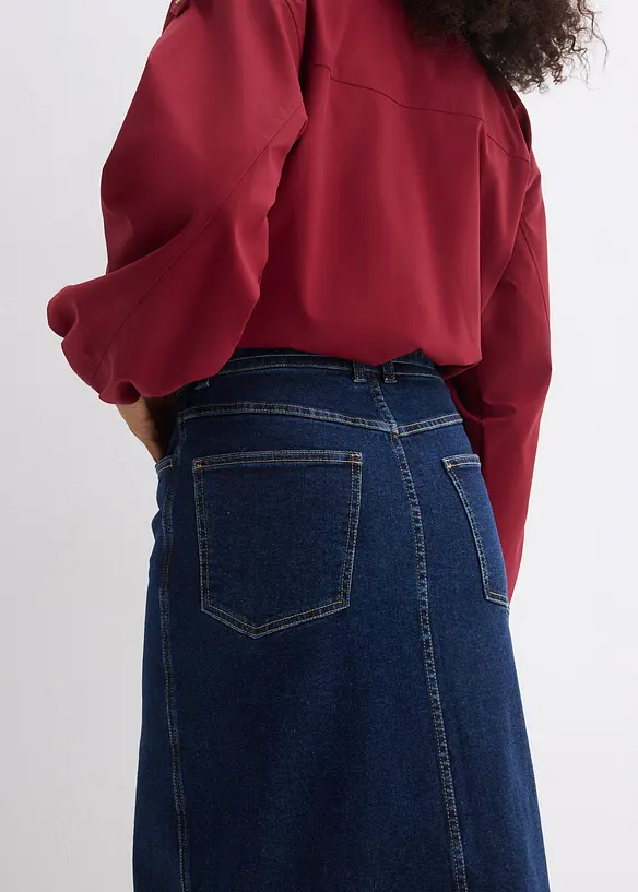 Gonna midi di jeans con bottoni, bonprix