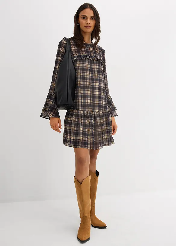 Abito in chiffon con volant, bonprix