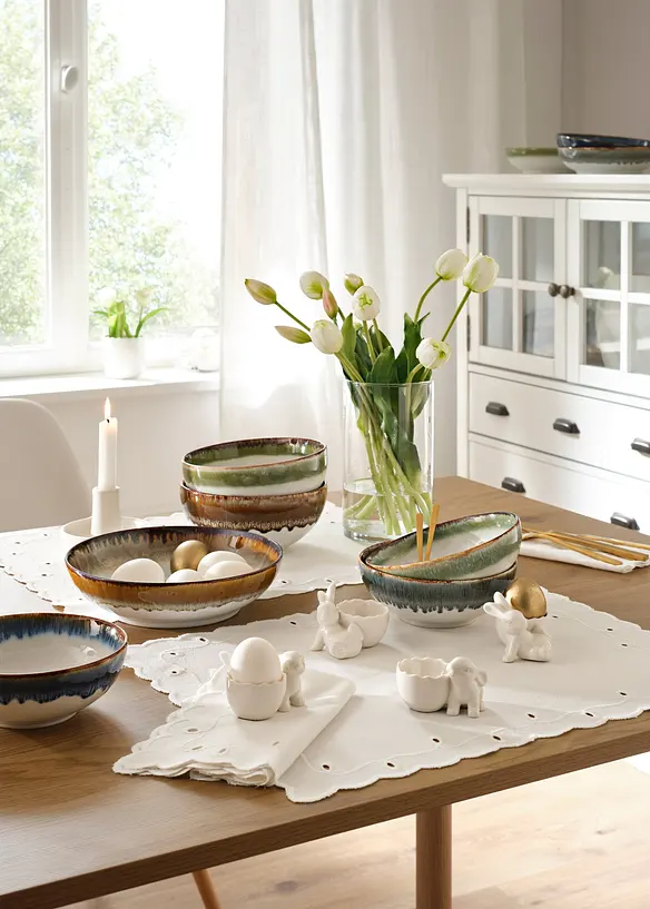 Tovaglioli in cotone biologico con ricami (pacco da 2), bonprix