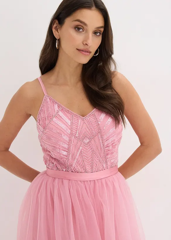 Abito da sera con pizzo e gonna in tulle fine, bonprix