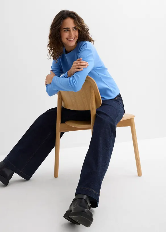 Maglia a maniche lunghe in puro cotone biologico pesante, bonprix