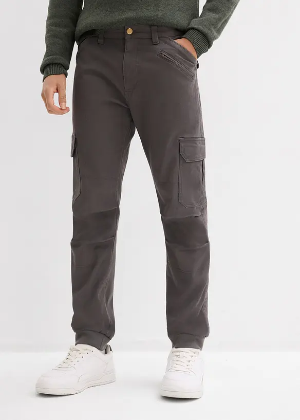 Pantaloni cargo relaxed fit in puro cotone, tapered, bonprix