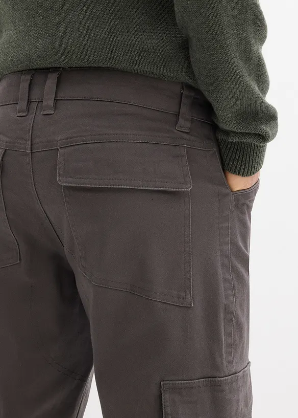 Pantaloni cargo relaxed fit in puro cotone, tapered, bonprix