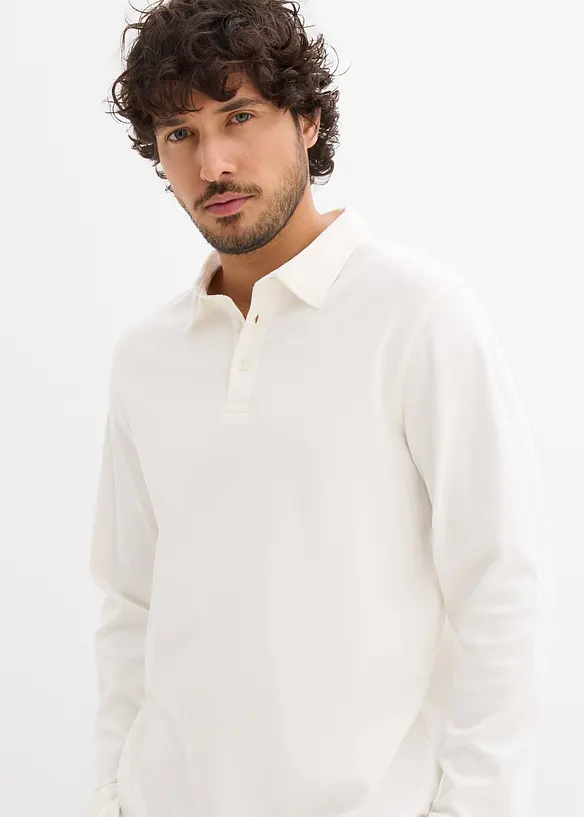 Polo a maniche lunghe in cotone morbidissimo, regular fit, bonprix