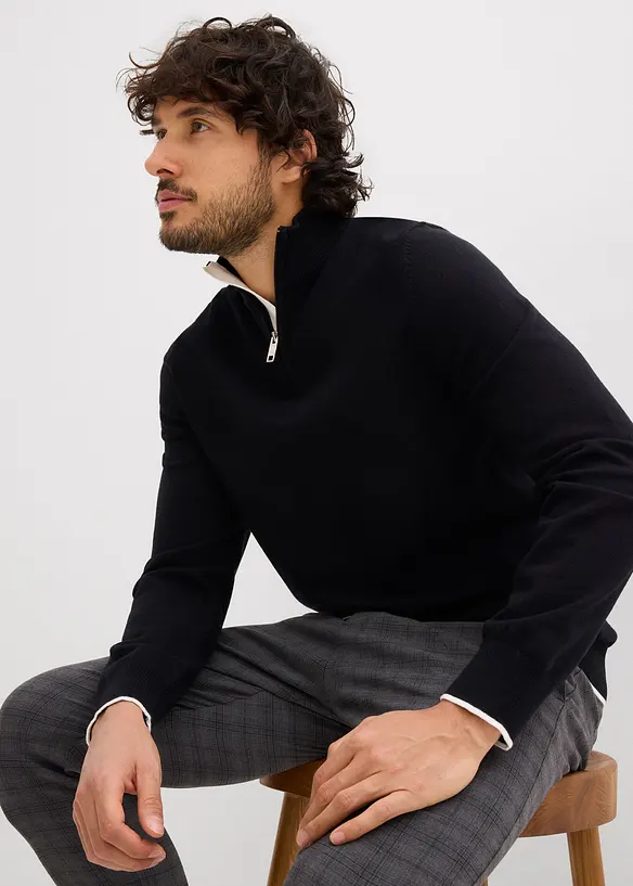 Maglione con mezza zip, bonprix
