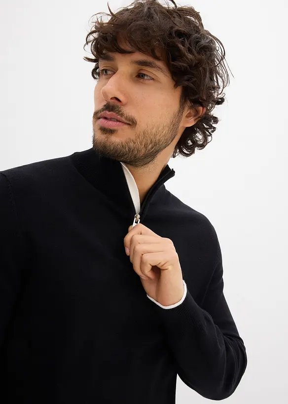 Maglione con mezza zip, bonprix