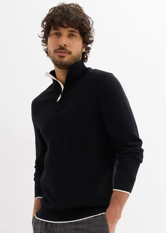 Maglione con mezza zip, bonprix