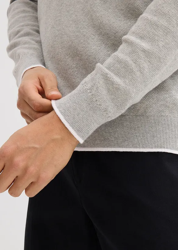 Maglione in filato fine con collo doppio, bonprix