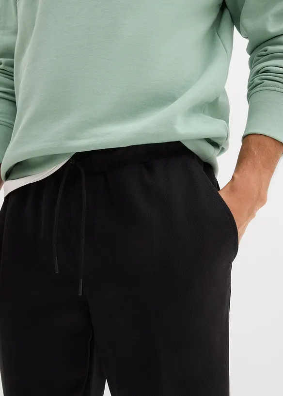 Pantaloni in piquet di cotone elasticizzato, slim fit, bonprix