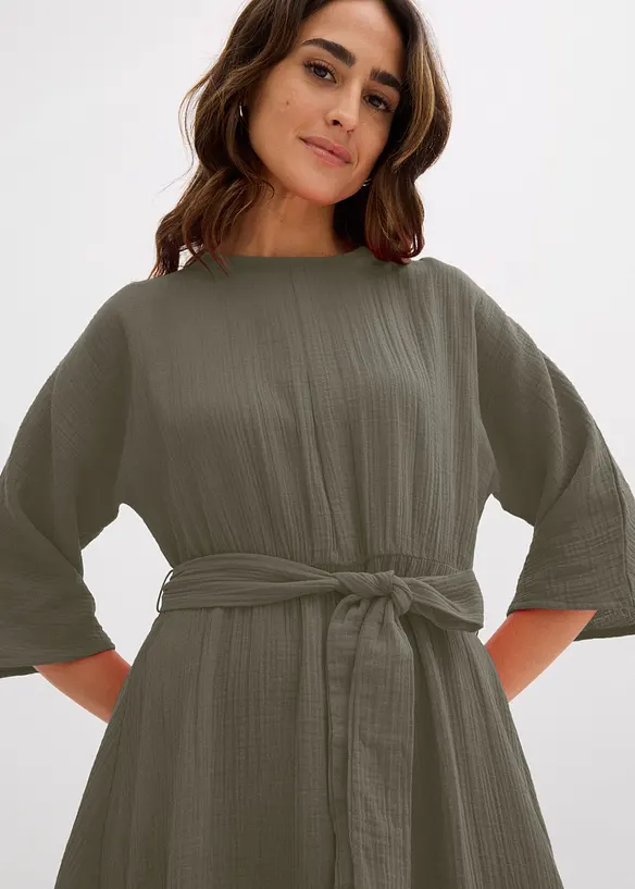 Abito midi in cotone morbido, bonprix