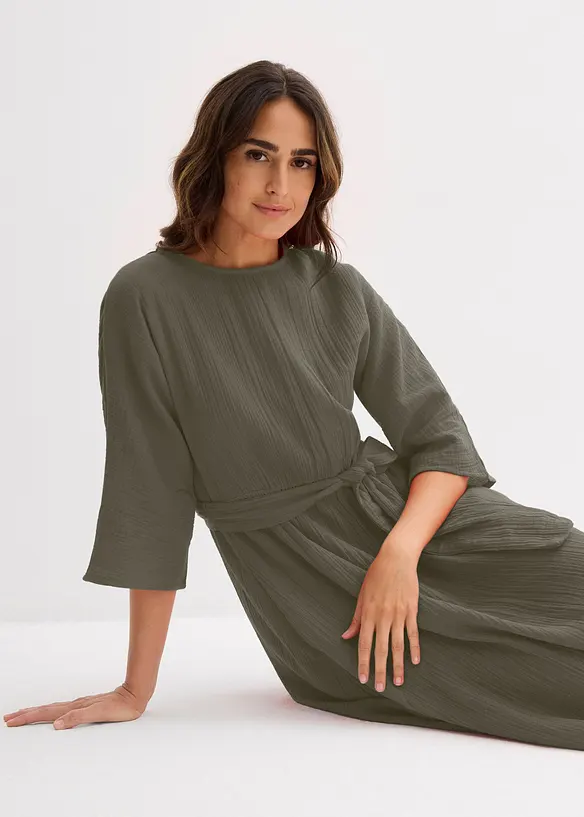 Abito midi in cotone morbido, bonprix