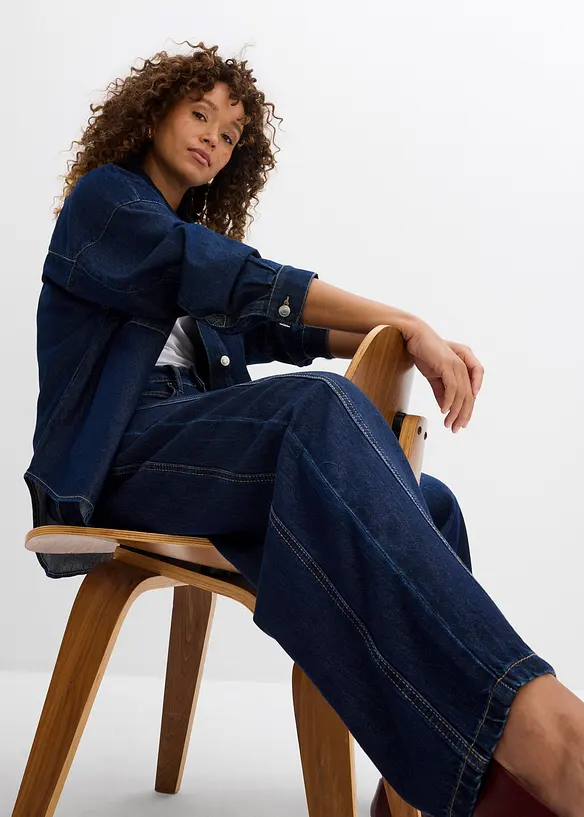 Jeans barrel super soft, vita media, bonprix