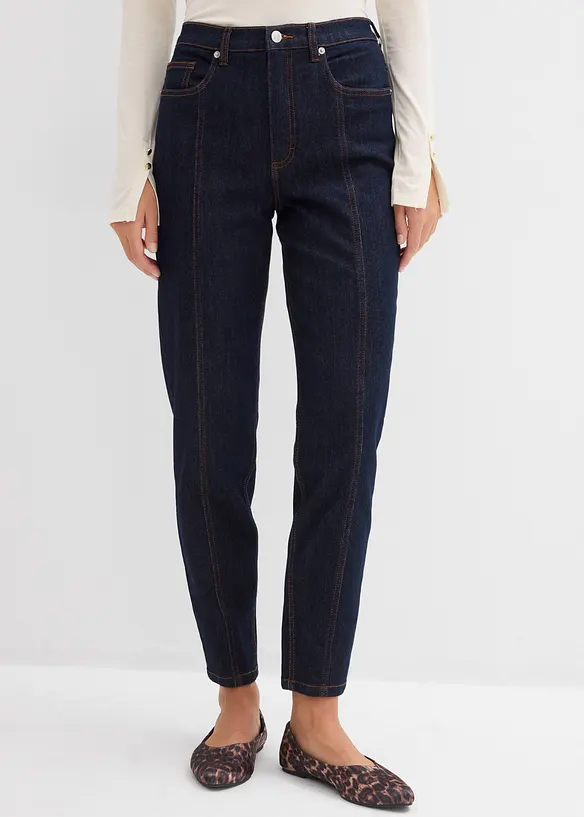 Mom jeans elasticizzati, vita alta, bonprix