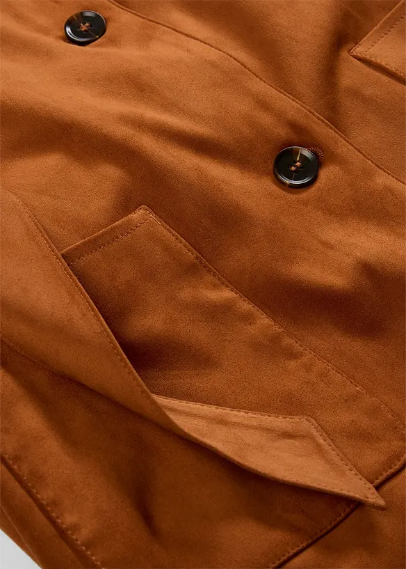 Giaccone in similpelle scamosciata con cintura, bonprix