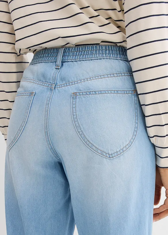 Jeans wide leg in cotone, vita media, bonprix