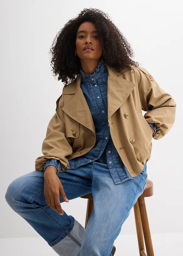 Camicia in jeans di cotone biologico con volant, bonprix