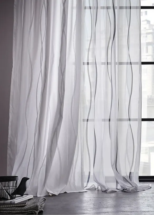 Tenda trasparente con fantasia ondulata (pacco da 1), bonprix