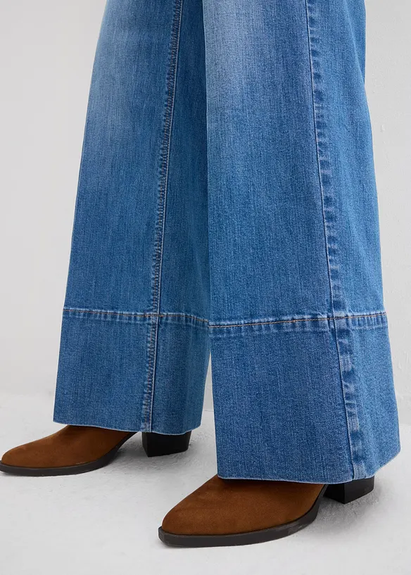 Jeans wide leg, vita alta, bonprix