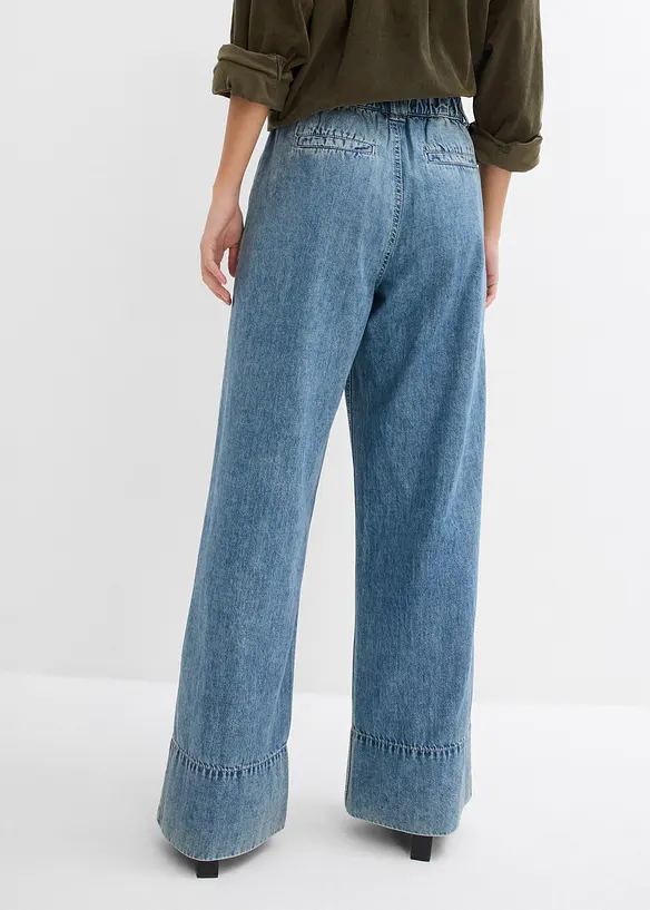 Jeans wide leg, a vita alta, bonprix