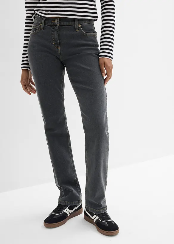 Jeans straight elasticizzati, vita media, bonprix
