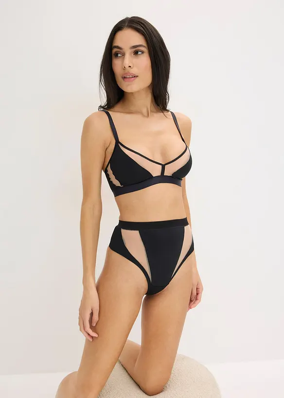 Bralette senza ferretto con inserti trasparenti, bonprix