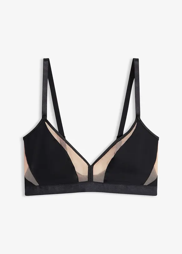 Bralette senza ferretto con inserti trasparenti, bonprix