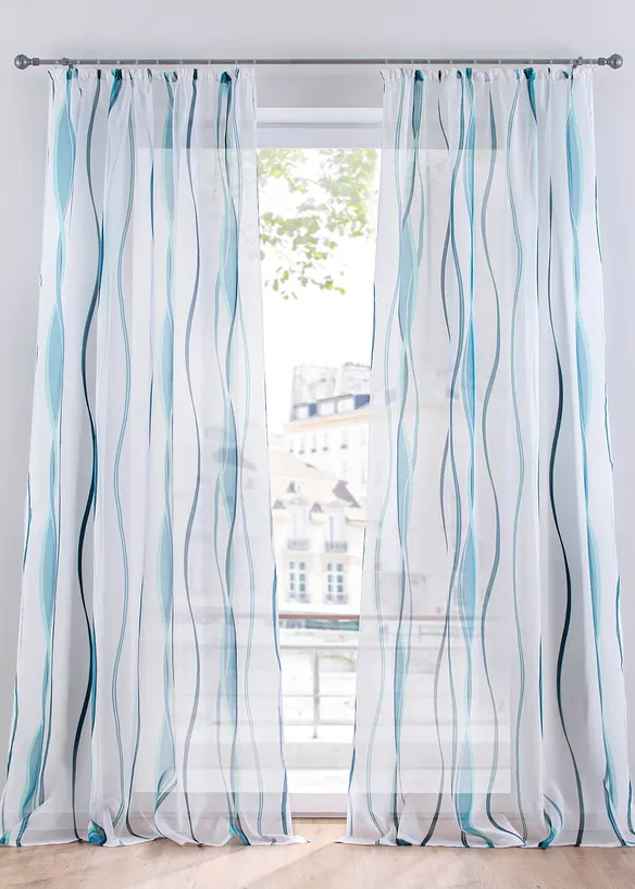 Tenda trasparente con fantasia ondulata (pacco da 1), bonprix