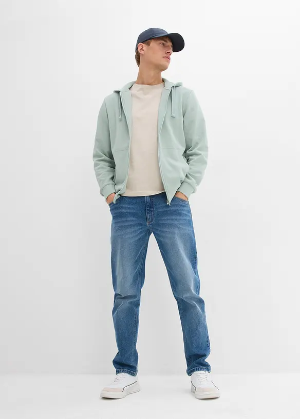 Felpa con zip e cappuccio regular fit, bonprix