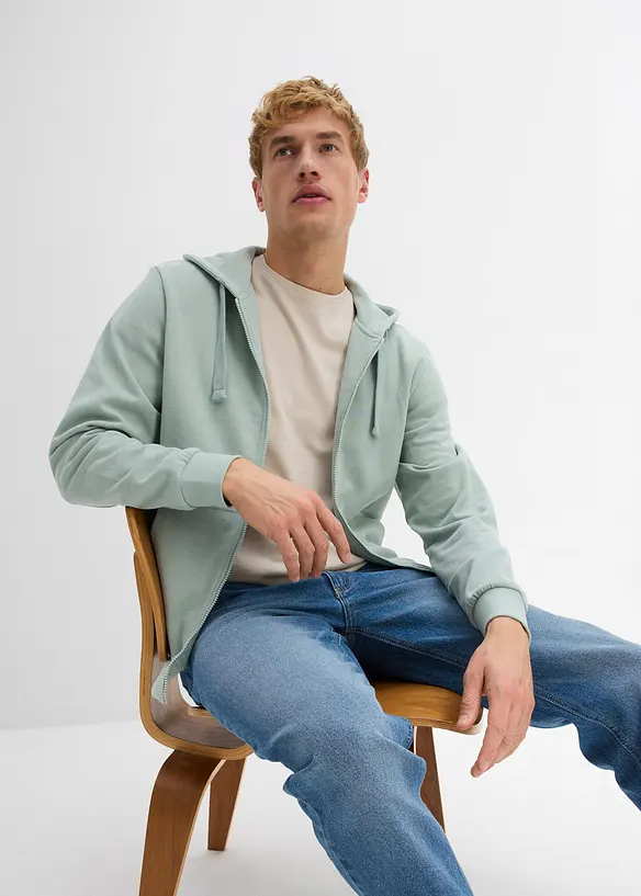 Felpa con zip e cappuccio regular fit, bonprix