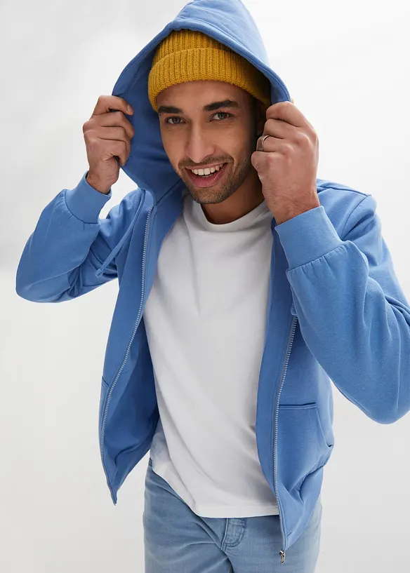 Felpa con zip e cappuccio regular fit, bonprix