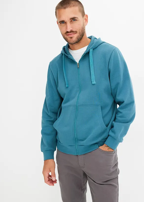 Felpa con zip e cappuccio regular fit, bonprix