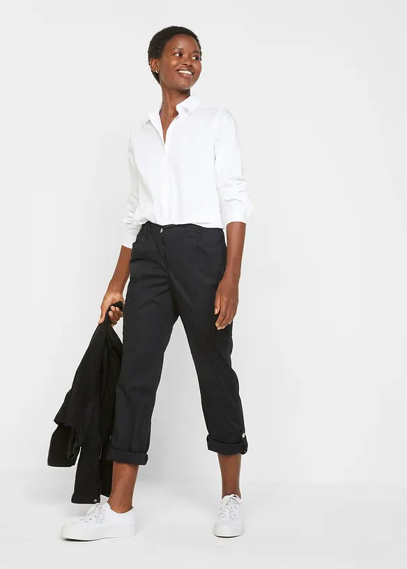 Giacca in twill di cotone con inserti laterali elasticizzati, bonprix