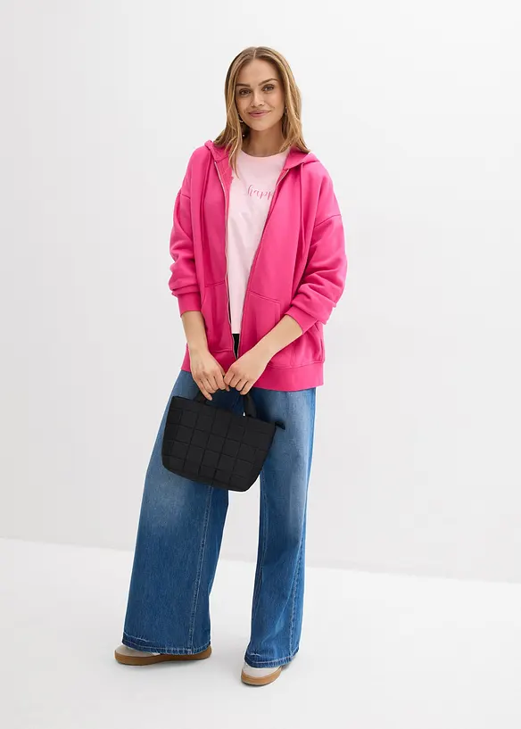 Felpa con zip e cappuccio, bonprix