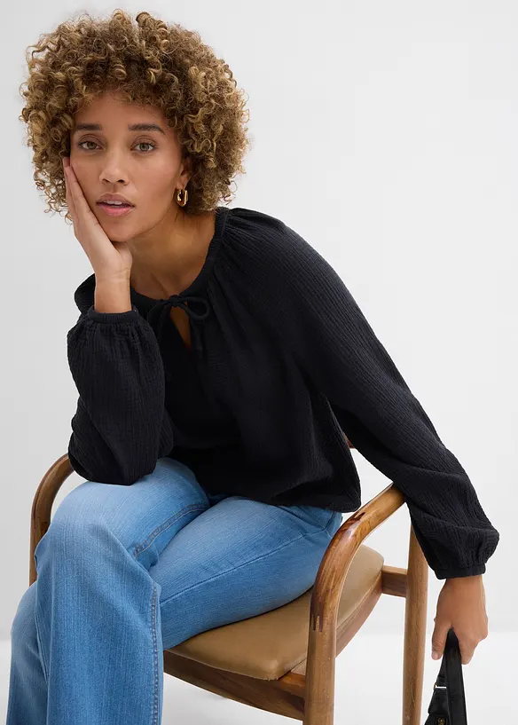 Blusa in mussola vaporosa, bonprix