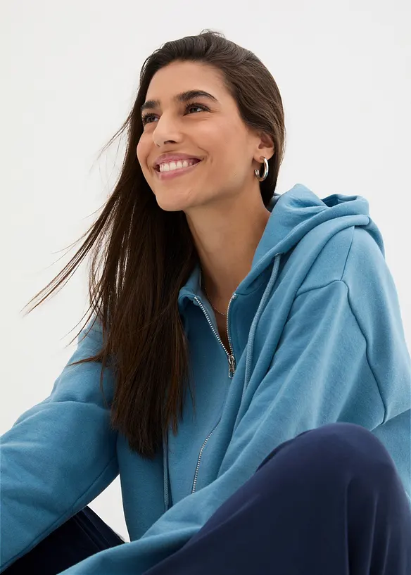 Felpa con zip e cappuccio, bonprix