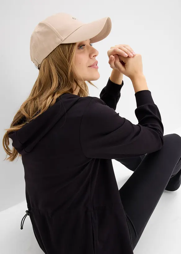 Felpa con zip, cappuccio ed elastico, bonprix