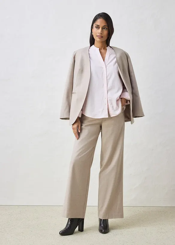 Pantaloni 5 tasche larghi con lana, bonprix