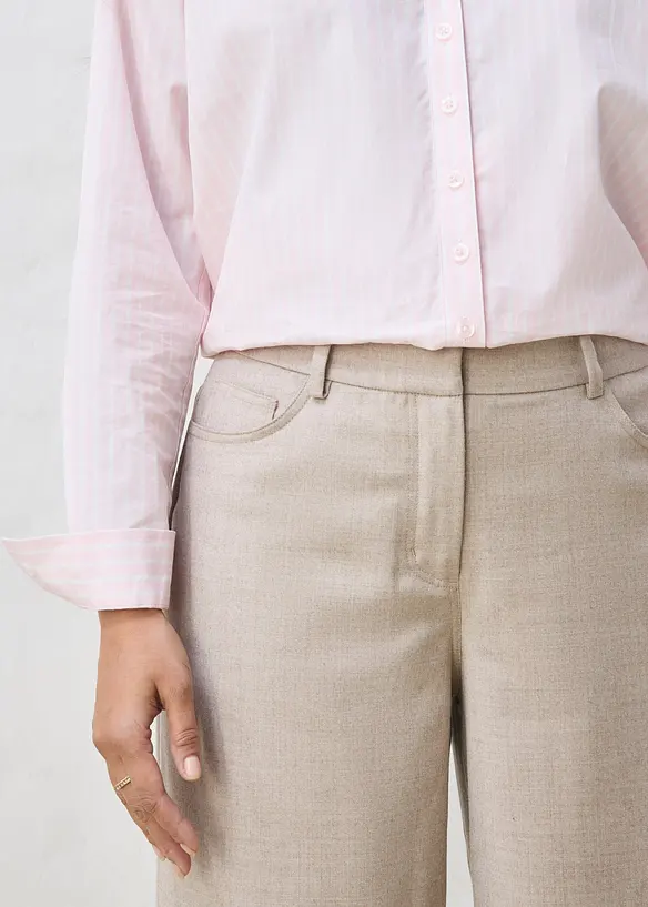 Pantaloni 5 tasche larghi con lana, bonprix