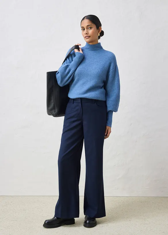 Pantaloni 5 tasche larghi con lana, bonprix