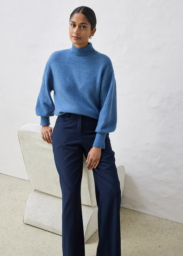 Pantaloni 5 tasche larghi con lana, bonprix