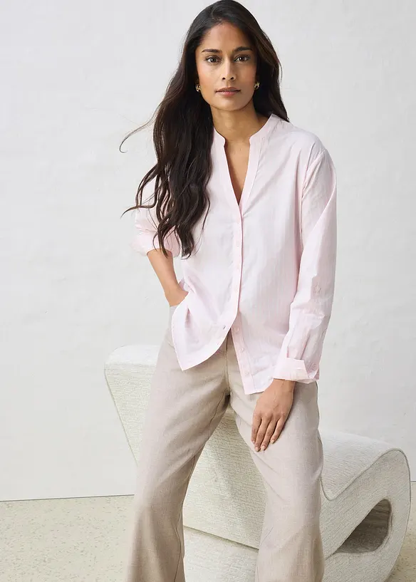 Pantaloni 5 tasche larghi con lana, bonprix