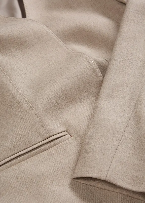 Blazer senza collo in morbido misto lana, bonprix